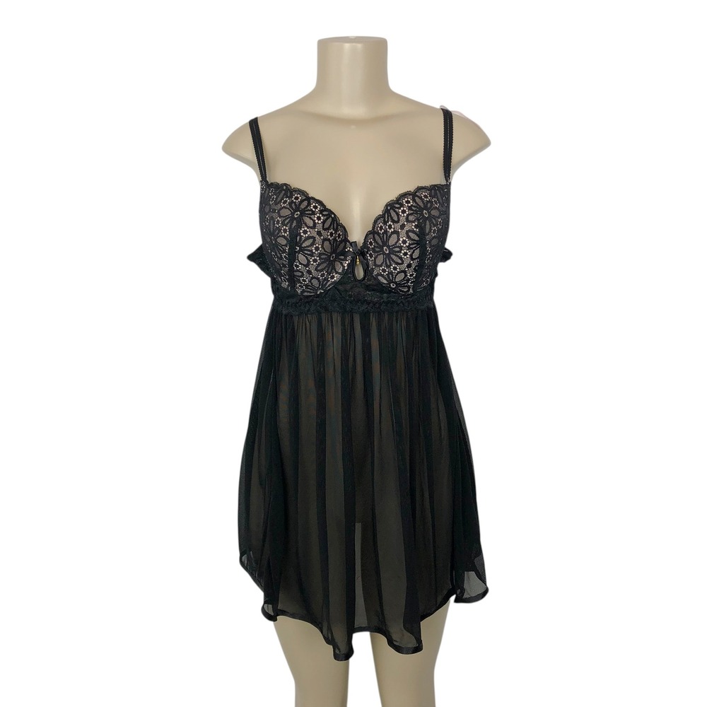 Daisy Fuentes Lace Push Up Babydoll Lingerie Dress Nightgown Chemise Large NWOT